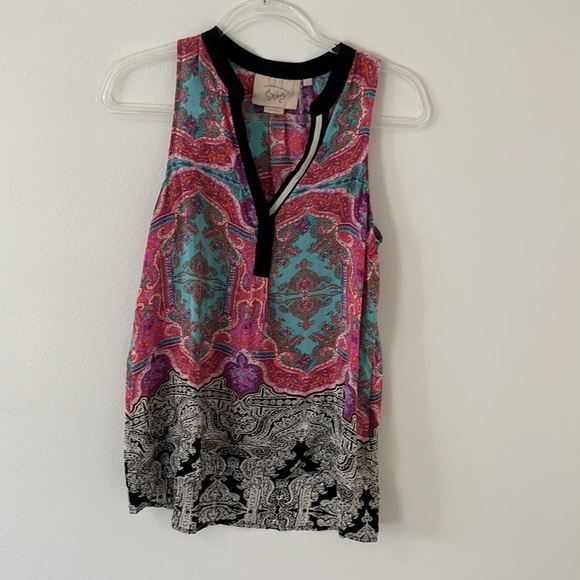 vanessa virginia anthropologie pink sheer paisley print sleeveless boho - Picture 8 of 8